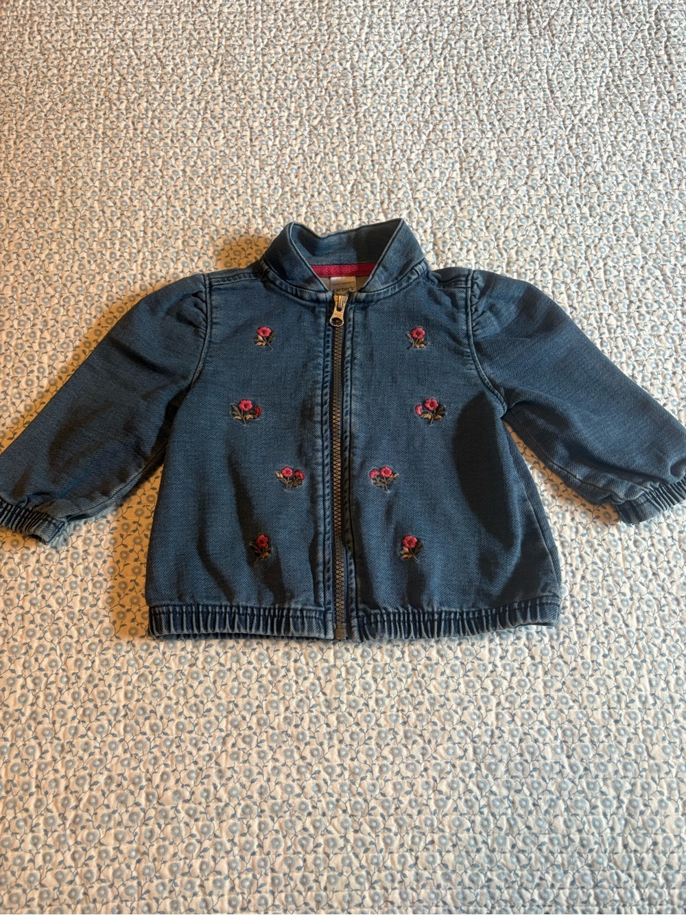 Carter’s Floral Denim Embroidered Zip Up Jacket